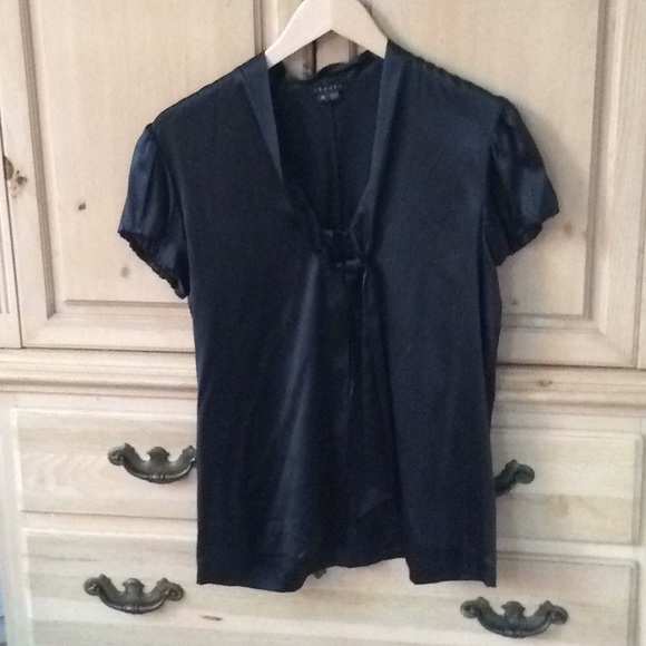 Theory Tops - Theory Black Silk and Spandex Blouse - Medium
